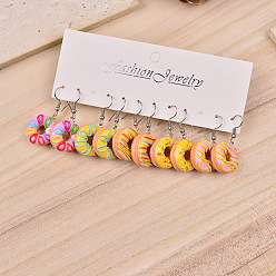 Donut 5 Парные серьги-подвески из смолы и сплава ко Дню святого Валентина, платина, разноцветные, платина, пончик, 37x19 мм