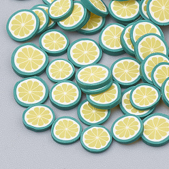 Шампанско-Желтый Ручной полимерной глины украшения искусства ногтя, Модные уходу за ногтями, без отверстия , фрукты, лимон, шампанское желтый, 3.5~9x3.5~8x0.1~3 мм