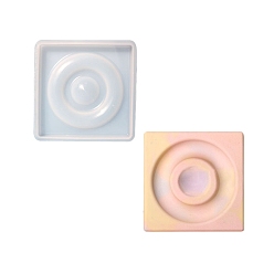 White DIY Bead Design Boards Silicone Molds, Resin Casting Molds, for UV Resin & Epoxy Resin Craft Making, Square, White, 110x110x16mm