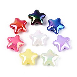 (52) Непрозрачная лаванда Непрозрачные акриловые бусины с УФ-покрытием, радужный, звезда, разноцветные, 20x21.5x10 мм, отверстие : 3 мм