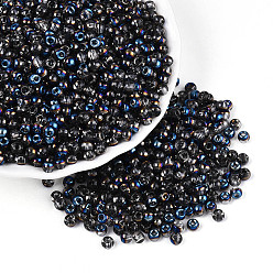 Серый 6/0 полупокрытые стеклянные бусины, два тона, круглое отверстие, рондель, серые, 4x3 мм, отверстие : 1.4 мм, Около 7142 шт / фунт