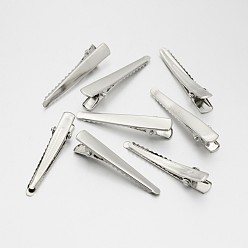 Platin Farbe Haarspange Zubehör aus Eisen, Platin Farbe, 47.5x4~7x10 mm