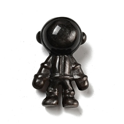 Обсидиан Подвески из натурального серебра с обсидианом, астронавт, 31.5x20x14.5 мм, отверстие : 1.6 мм