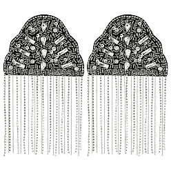 Прозрачный 2шт. фетровые эполеты со стразами, значок на плече, аксессуары для одежды, прозрачные, 200x113x6 мм