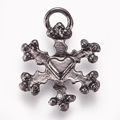 Черный Цвет Металла Подвески из сплава , Рождественская серия, снежинка, металлический черный , 16.5~17x12.5x2 мм, отверстие : 3 мм