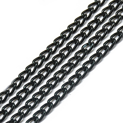 Black Unwelded Aluminum Curb Chains, Black, 5x3.6x0.9mm, about 100m/bag