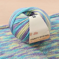 Средний Фиолетовый Шерстяная радужная сегментная окрашенная пряжа для вязания, для одежды шарфы свитера шали шапки, средне фиолетовый, 0.5~1 мм, около 125.77 ярдов (115 м) / моток