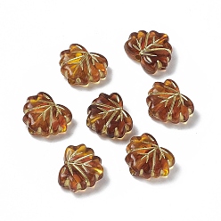 Peru Acrylic Bead, Golden Metal Enlaced, Leaf, Peru, 10.5x13x4.5mm, Hole: 1.8mm, 1190pcs/500g