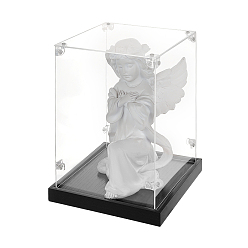 Clear Acrylic Minifigure Display Cases with Black Base, for Figures, Rectangle, Clear, 16.9x16.9x22.3cm