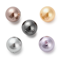 (52) Непрозрачная лаванда Для выпечки расписные жемчужные стеклянные жемчужные круглые бусины, наполовину просверлено/половина отверстия, разноцветные, 12 мм, отверстие : 1.2 мм
