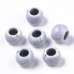 Light Grey Crackle Opaque Acrylic Beads, Imitation Turquoise Gemstone, Rondelle, Light Grey, 10x8mm, Hole: 5mm, about 1320pcs/500g