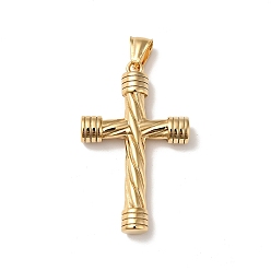 Золотой Вакуумное покрытие pvd 316 подвески из хирургической нержавеющей стали, с 304 защелкой из нержавеющей стали на поручнях, крестик, золотые, 49x30x7.5 мм, отверстие : 8x4 мм