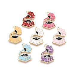 (52) Непрозрачная лаванда Подвески из эмали и сплава, подвески для граммофона, золотые, без кадмия, без никеля и без свинца, разноцветные, 24x17x2 мм, отверстие : 1.8 мм