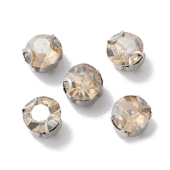 Светлый Золото-желтый Круглый пришить стразами, многожильных ссылки, стекло горный хрусталь, с настройками зубцов из нержавеющей стали, аксессуары для одежды, граненые, светлый золотарник желтый, 6x5 мм, отверстие : 1 мм