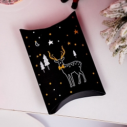 Олень Коробки для хлебобулочных изделий из подушечной бумаги, подарочная коробка на рождественскую тематику, для мини торта, кекс, упаковка печенья, Узор оленя, 140x100x26 мм