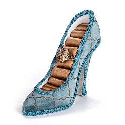 Kadettenblau Flanell & Harz hochhackige Schuhe Schmuckständer, Ohrring Halskette Ring Schmuckhalter Ständer Display, Kadettenblau, 15x4.2x12.5 cm