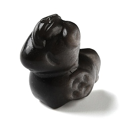 Silver Sheen Obsidian Натуральные бусины из обсидиана с серебристым блеском, вырезанные из металла., лошадь, 17x11x17 мм, отверстие : 1.7 мм