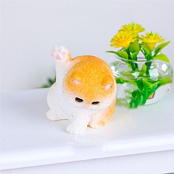 Оранжевый Смоляная форма кошки мини-модель дисплей украшение, аксессуары для кукольного домика с микро-ландшафтом, притворяясь опорными украшениями, оранжевые, 25x26 мм