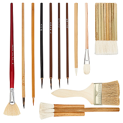 (52) Непрозрачная лаванда Кисть для глазури керамики, Деревянная акварельная шерстяная расческа для волос, художественная кисть, разноцветные, 140~316x5.5~55x5.5~12 мм