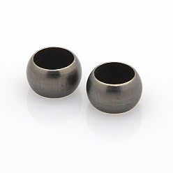 Черный Цвет Металла Латунные большое отверстие Rondelle бусы, металлический черный , 9x5 мм, отверстие : 6 мм