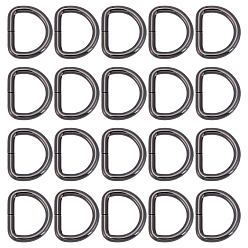 Черный Цвет Металла 20 шт. D-образные застежки-подвески из цинкового сплава, создание кошелька, металлический черный , 35x28.5x4.5 мм