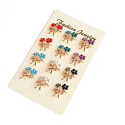 (52) Непрозрачная лаванда 12шт. брошь из сплава со стразами для рюкзака, цветок, разноцветные, 150x90 мм