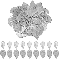 Платина 60 шт. 2 стили железные украшения из листьев, для рождественской вечеринки украшения дома, платина, 71~76x38.5~44x0.2~0.8 мм, 30 шт / стиль