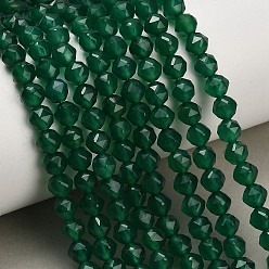 Халцедон Нити из натуральных зеленых халцедоновых бусин, окрашенная и подогревом, граненые, круглые, 6x6 мм, отверстие : 0.8~1 мм, около 63 шт / нитка, 14.21~14.33 дюйм (36.1~36.4 см)