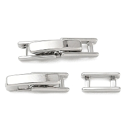 Real Platinum Plated SHEGRACE Brass Watch Band Clasps, Cadmium Free & Lead Free & Nickel Free, Rectangle, Real Platinum Plated, 15x4x4mm