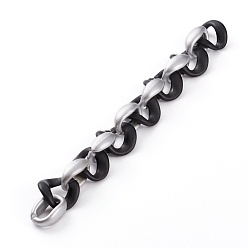 Schwarz Handgefertigte sprühlackierte ccb kunststoffgliederketten, Schwarz, Link: 23x16x8.5 mm, 23x22.5x9 mm, ca. 39.37 Zoll (1 m)/Strang
