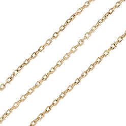 Настоящее золото 18K 304 кабельные цепи из нержавеющей стали, ионное покрытие (ip), без никеля , пайки, с катушкой, реальный 18 k позолоченный, 1.5x1x0.2 мм, около 32.81 футов (10 м) / рулон