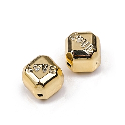 Золотистый Акриловые бусины, куб с любовью, золотые, 15x15x15 мм, отверстие : 3 мм