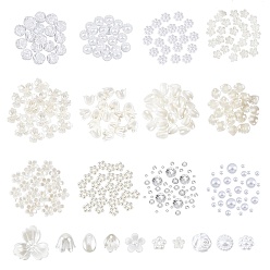 White ARRICRAFT Cabochons Kit for DIY Jewelry Making Finding Kit, Including Resin & Resin Rhinestone & ABS Plastic & Acrylic Cabochons, Resin Charms & Bead Caps, White, Cabochons: 1080pcs/set