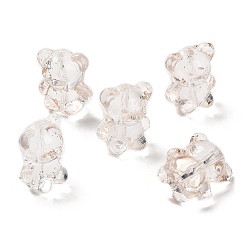 Фора Прозрачные стеклянные бусины, медведь, оранжевые, 14x12x9 мм, отверстие : 1.2 мм