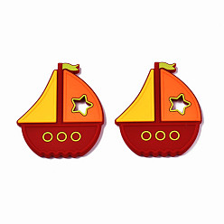Dark Red Food Grade Eco-Friendly Silicone Focal Beads, Boat, Dark Red, 90x78.5x8.5mm, Hole: 14x17mm
