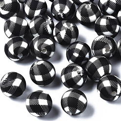 White Food Grade Eco-Friendly Silicone Beads, Printed, Round, White, 12x11.5mm, Hole: 2.5mm