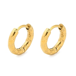 Настоящее золото 18K Ионное покрытие (ip) 304 Серьги-обручи с текстурированной нержавеющей сталью, реальный 18 k позолоченный, 12x2.5 мм