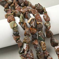 Зеленый Опал Необработанные грубые натуральные зеленые опаловые бусины нити, самородки, 6~24x7~16x4~10 мм, отверстие : 1 мм, около 25~38 шт / нитка, 15.35~15.94'' (39~40.5 см)