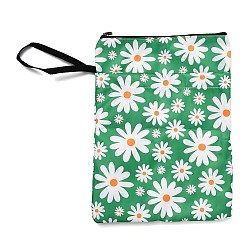 Зеленый Обложки для книг из полиэстера с принтом ромашек и застежкой-молнией, прямоугольный чехол для книг, с ремешком на запястье, зелёные, 300x219x6.5 мм