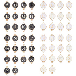 (52) Непрозрачная лаванда 52 шт. 2 цвета сплав эмаль буквы звенья соединительные подвески, плоско-круглые, золотые, разноцветные, 17x12x2 мм, отверстие : 1.4~1.5 мм