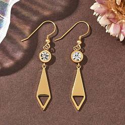 Золотой 304 серьги-подвески из нержавеющей стали, с 316 хирургическим крючком для серьги из нержавеющей стали, ионное покрытие (ip), золотые, 55.8x8 мм