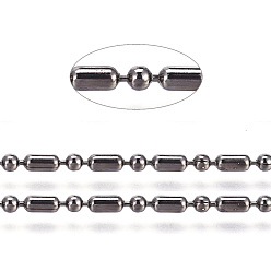 Черный Цвет Металла Латунные шаровые цепи, шариковые и бусовые цепи, долговечный, пайки, с катушкой, без кадмия и без свинца, металлический черный , 1.5 mm и 3x1.5 mm, около 301.83 футов (92 м) / рулон