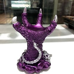Фиолетовый Скульптура из смолы с когтем дракона, украшения для пьедестала, держатель хрустального шара, для домашнего офисного стола, фиолетовые, 75x67x106 мм
