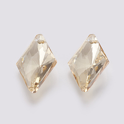 Золотая Тень K 9 подвески из стеклянного горного хрусталя, имитация австрийский хрусталь, граненые, ромб, золотые тени, 27x17x8.5 мм, отверстие : 1.6 мм