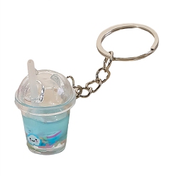 Светло-голубой Акриловые подвески брелок, с металлом, пить, светло-голубой, 10 см