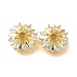 Золотой Плоский круглый латунь микро проложить кубический цирконий spacer бисер, стойки покрытие, долговечный, золотые, 10.5x3.5 мм, отверстие : 1.8 мм