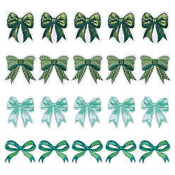 Mixed Color 20Pcs 4 Styles Bowknot Polyester Embroidery Sew on Cloth Patches, Sewing Craft Decoration, Mixed Color, 41~57.5x50~59x1~1.5mm, 5pcs/style