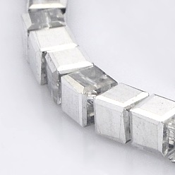 с Покрытием Серебра Граненые прозрачные кубические стеклянные бусины, с покрытием, со серебряным покрытием, 6x6x6 мм, отверстие : 1 мм, около 100 шт / нитка, 22.4 дюйм