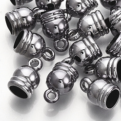 Черный Цвет Металла Уф покрытие абс пластик концы шнура, Торцевые крышки, металлический черный , 12.5x8 мм, отверстие : 1.8 мм, внутренний диаметр: 6 мм