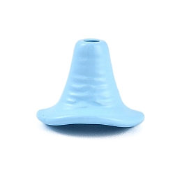 Светло-Голубой Тема Хэллоуина окрашенные распылением бусины из сплава, без свинца и без кадмия, ведьма шляпа, Небесно-голубой, 8.5x11x8.5 мм, отверстие : 1.6 мм